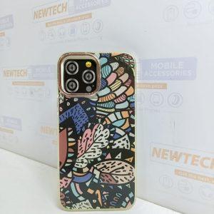 Qi Yang iP 13 Pro Max Plants Pattern Cover – Black