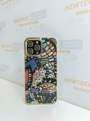 Qi Yang iP 13 Pro Max Plants Pattern Cover – Black