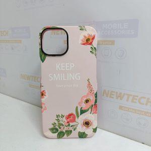 Kutis iP 14 Keep Smiling Printed Cover – Pink