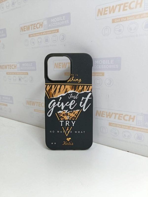 Kutis iP 14 Give it a try Printed Cover - Black