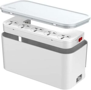 Blupebble Power Box Cable Management 5 Ports + 2 USB + 1 Type-C 2500W Extension – White