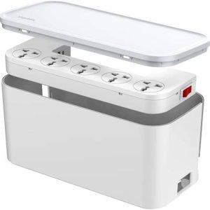 Blupebble Power Box Cable Management 5 Ports + 2 USB + 1 Type-C 2500W Extension – White
