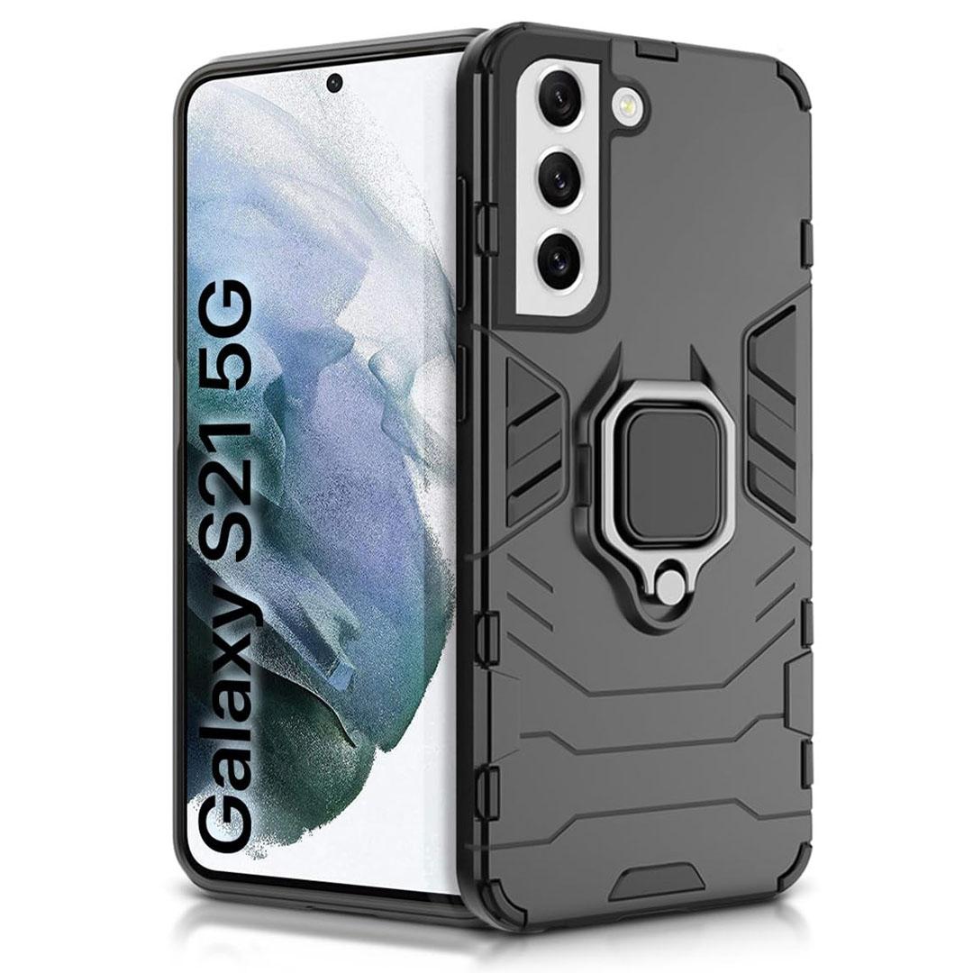 Ring Kickstand Hybrid PC TPU Cover for SAM S21 - Black