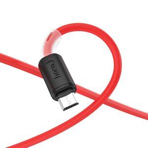 Hoco X48 Soft Silicone USB-A to Micro USB 1m – Red
