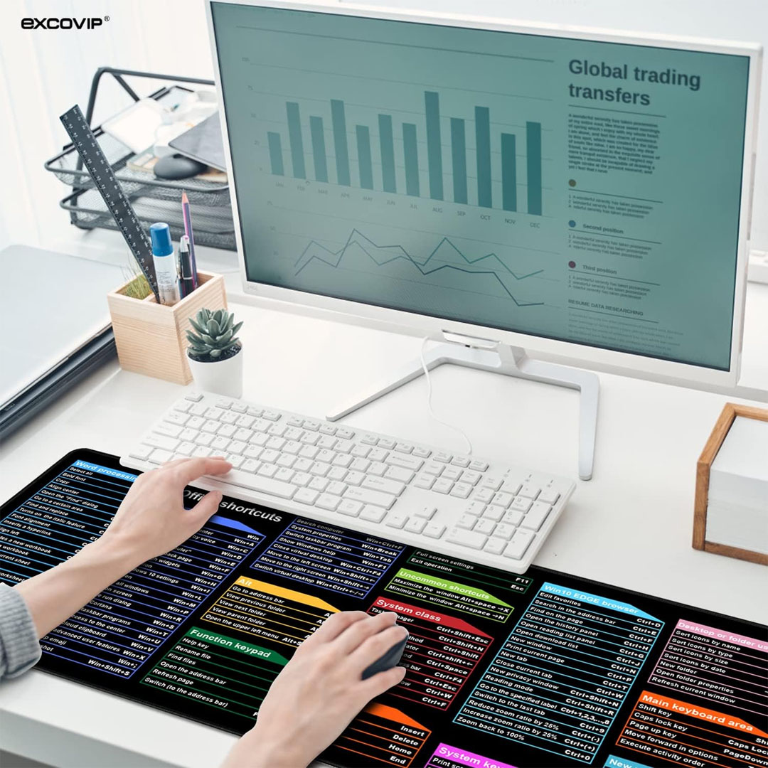 EXCO Rubber Gaming Mouse Pad with Keyboard Shortcuts 90 x 40 x 0.2cm - Black - Image 5