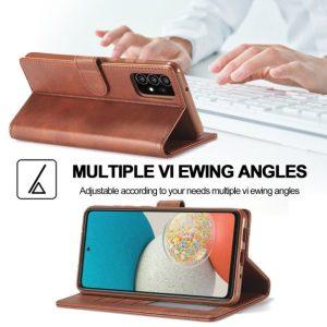 LC.IMEEKE PU Leather SAM A53 5G Cover – Brown