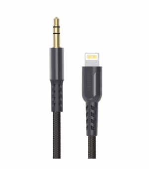 Porodo Lightning To AUX Braided Metallic Cable 1.2m – Black