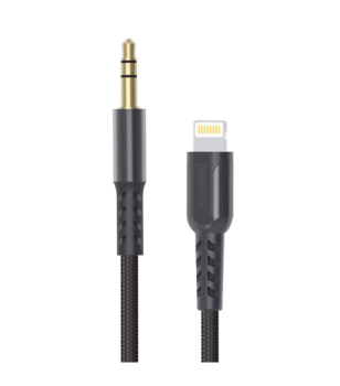 Porodo Lightning To AUX Braided Metallic Cable 1.2m - Black
