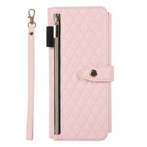 Rhombus PU Leather+PC Cover With Strap Galaxy Z Fold5 5G – Pink