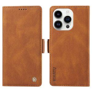 YIKATU Leather Flip iPhone 15 Pro Max Cover – Brown (YK-005)