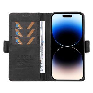 YIKATU Leather Flip iPhone 15 Pro Max Cover – Black (YK-005)