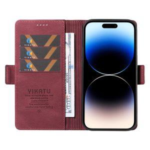 YIKATU Leather Flip iPhone 15 Pro Cover – Red (YK-005)