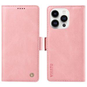 YIKATU Leather Flip iPhone 15 Pro Max Cover – Pink (YK-005)