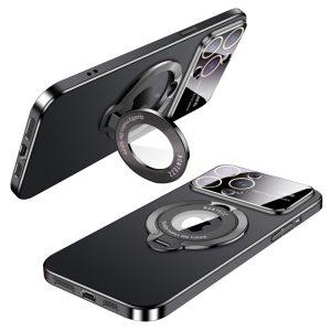 VOERO MagSafe PC Kickstand Cover for iPhone 15 Pro Max – Black