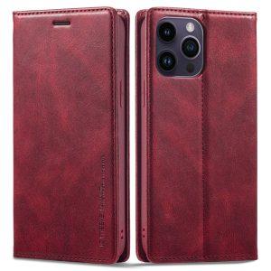 LC.IMEEKE Leather Stand Cover iPhone 15 Pro Max – Red