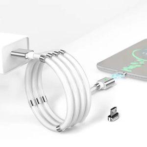 USB To Type-C Magnet Folding Ring Cable – White