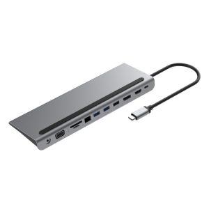 (P11CHBMCGY) Powerology 11 in 1 Multi-Display USB-C Hub & Laptop Stand 100W – Gray