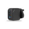 (PWCUQC018) Powerology 65W 1*QC 36W USB-A and 2xUSB-C Ports GaN PD Wall Charger UK - Black