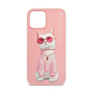 Nimmy iPhone 15 Pro Max Cat Pattern Embroidery Cover – Pink
