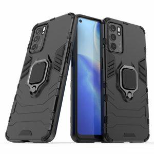 Ring Kickstand Rugged Protective Cover Oppo Reno 6  – Black