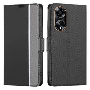 Twill Texture PU Leather Flip With Card Slot Cover for Oppo A98/A1/F23 5G- Black