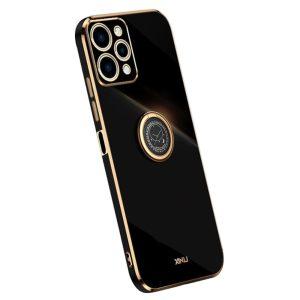 XINLI For Xiaomi Redmi 12 4G Golden Edge TPU Cover – Black