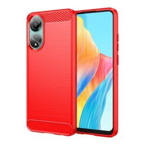 Carbon Fiber Texture Cover Oppo A78 4G – Red