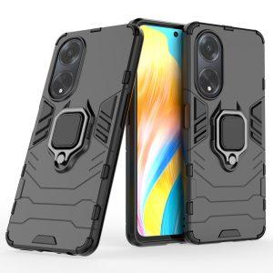 Ring Kickstand Rugged Protective Cover for Oppo A98 – Black