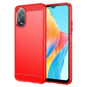 Carbon Fiber Texture Cover Oppo A38 4G –  Red
