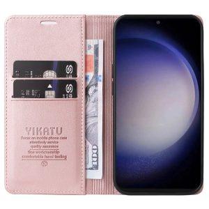 YIKATU Leather Flip Cover with Wallet Samsung Galaxy S23 FE – Rose Gold (YK-001)