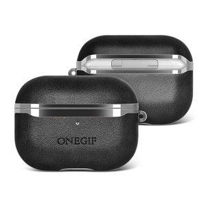 OneGif Classic Leather Airpods Case – Black