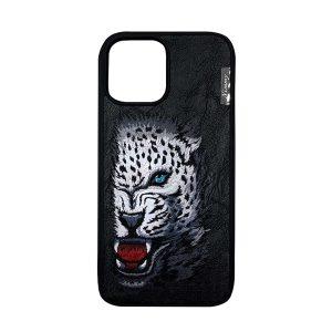 Nimmy iP 13 Pro Cheetah Pattern Embroidery Leather Cover – Black