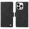 YIKATU Leather Flip iPhone 15 Pro Cover - Black (YK-005)