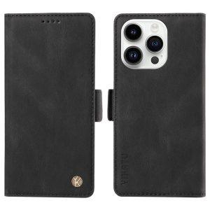 YIKATU Leather Flip iPhone 15 Pro Cover – Black (YK-005)
