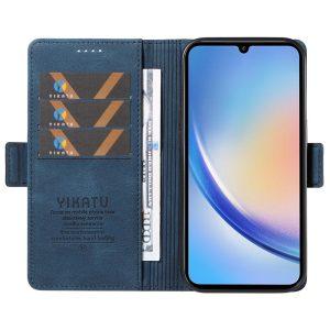 YIKATU Leather Flip Cover with Wallet Samsung Galaxy A34 5G – Blue (YK-005)