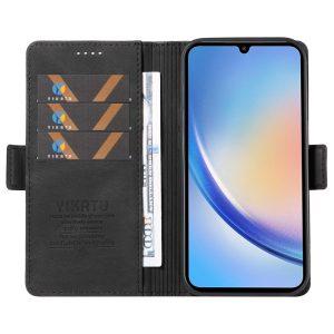 YIKATU Leather Flip Cover with Wallet Samsung Galaxy A34 5G – Black (YK-005)