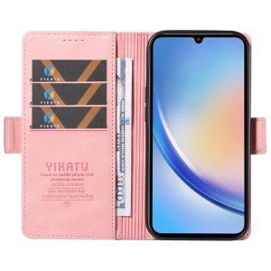 YIKATU Leather Flip Cover with Wallet Samsung Galaxy A34 5G – Pink (YK-005)