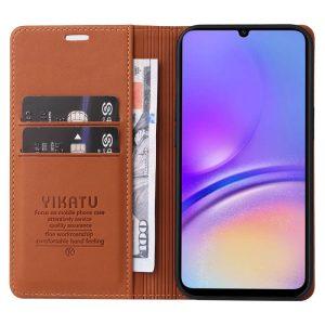 YIKATU Leather Flip Cover with Wallet Samsung Galaxy A05 – Brown (YK-001)