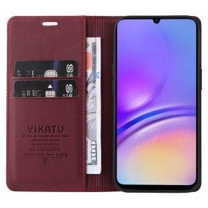 YIKATU Leather Flip Cover with Wallet Samsung Galaxy A05 – Wine Red (YK-001)