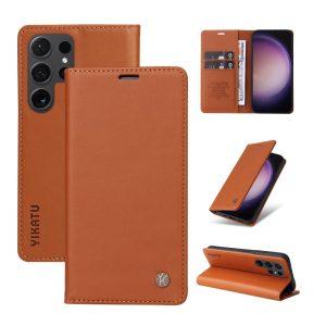 YIKATU Leather Flip Cover with Wallet Samsung Galaxy S24 ULtra 5G – Brown (YK-001)