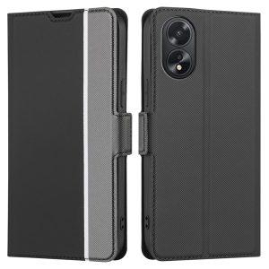 Twill Texture PU Leather Flip With Card Slot Cover for Oppo A38/A18 4G- Black