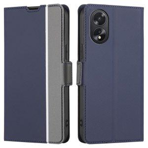 Twill Texture PU Leather Flip With Card Slot Cover for Oppo A38/A18 4G- Blue