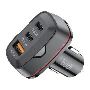 Budi 60W Dual USB-C PD and QC3.0 Car Charger – Black CC616RB