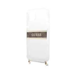 Guess PC/TPU Transparent Cover With Crossbody Chain For iP 13 Pro – Gold