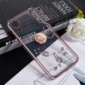 KADEM For Samsung Galaxy A03 Core Flower Pattern Cover With Ring Kickstand – Rose Gold