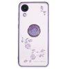 KADEM For Samsung Galaxy A03 Core Flower Pattern Cover With Ring Kickstand - Purple