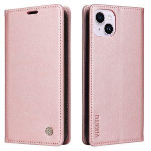 YIKATU Leather Flip iPhone 15 Plus Cover – Rose Gold (YK-001)