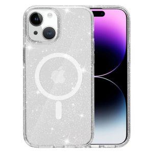 Glitter Transparent Cover Compatible With Magsafe iPhone 15 Plus – Clear