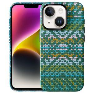 Hard Silicone Textile Pattern Cover iPhone 15 – Dark Green