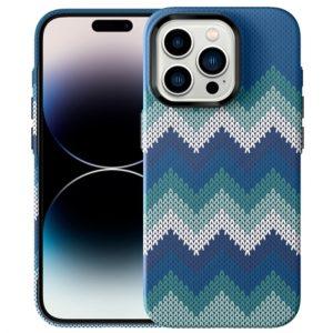 Hard Silicone Textile Pattern Cover iPhone 15 Pro Max – Dark Blue